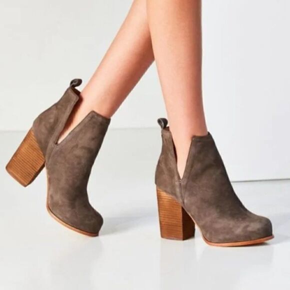 Jeffrey Campbell Oshea Leather Taupe Block Heeled Ankle Booties 10 - Picture 10 of 11